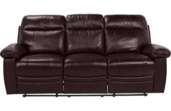 HOME Bruno Large Leather Eff Manual Recliner Sofa - Choc